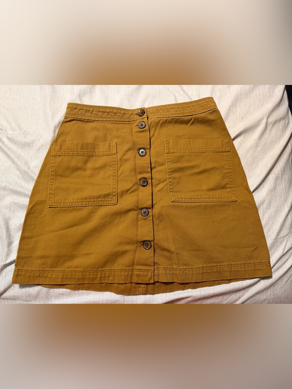 Old Navy Mustard brown Button-Front Mini Skirt